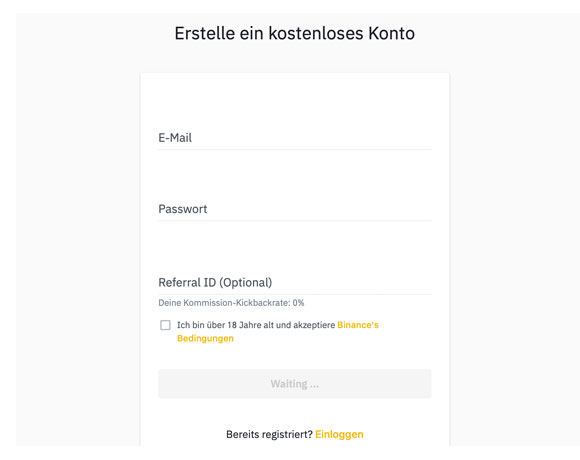 Bitcoin Konto bei Binance.com eröffnen